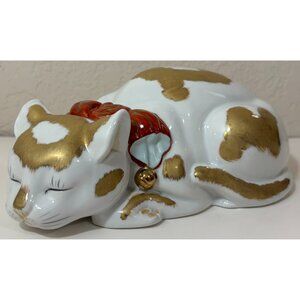 Vintage Toscany Collection Ceramic Sleeping Cat Kitten Quality Imports Dallas TX